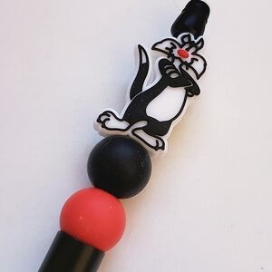 Handmade Looney Tunes Sylvester The Cat Silicone Focal Bead Pen